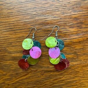 Colorful Disc Dangle Earrings